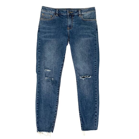 Vans Jean Women 7/28 Denim Skinny Low Rise Distressed Knee Raw Hem Stretch Ankle - Picture 1 of 12